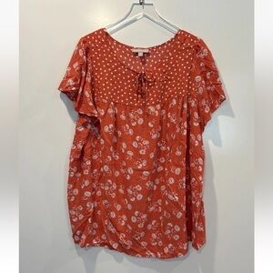 Woman Within Floral Peasant Tunic Top Shirt Womens Size 22/24 1X (1559)